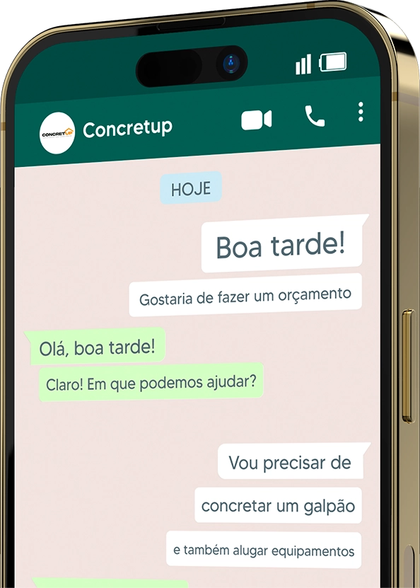 um celular com mensagens de um cliente para a empresa concretup